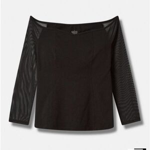 Foxy Off Shoulder Mesh Long Sleeve Corset Top 5x, new with tags